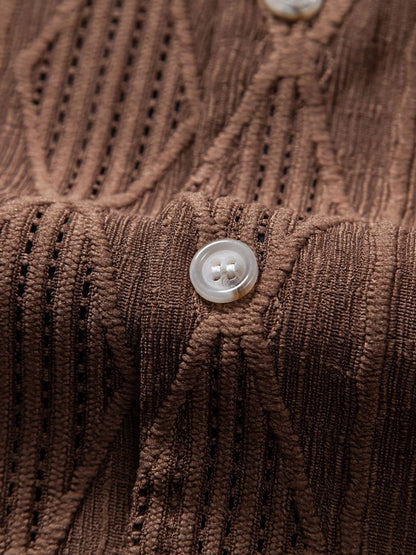 Daniel | Brown Textured Camp-Collar Shirt