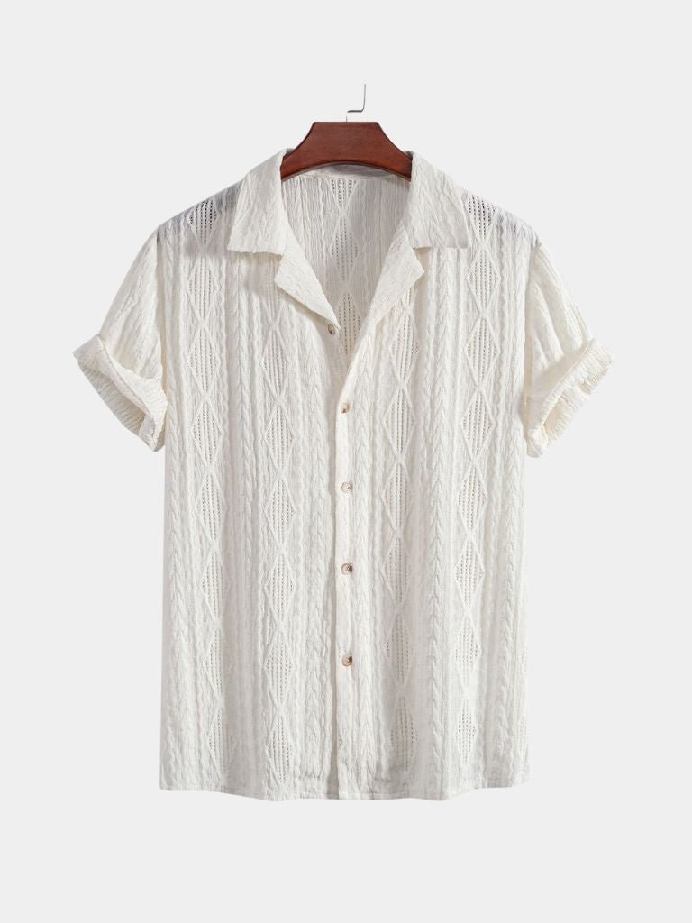 Daniel | Brown Textured Camp-Collar Shirt