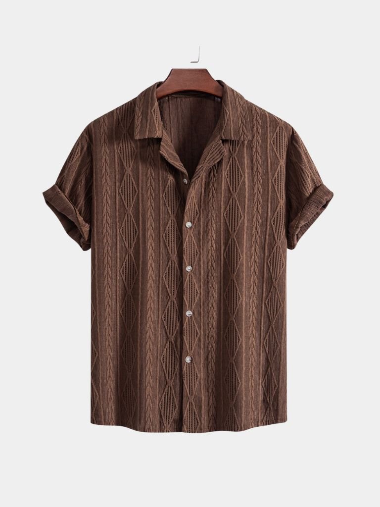 Daniel | Brown Textured Camp-Collar Shirt