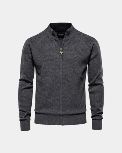 Daniel | Beige Zip-Front Knit Cardigan