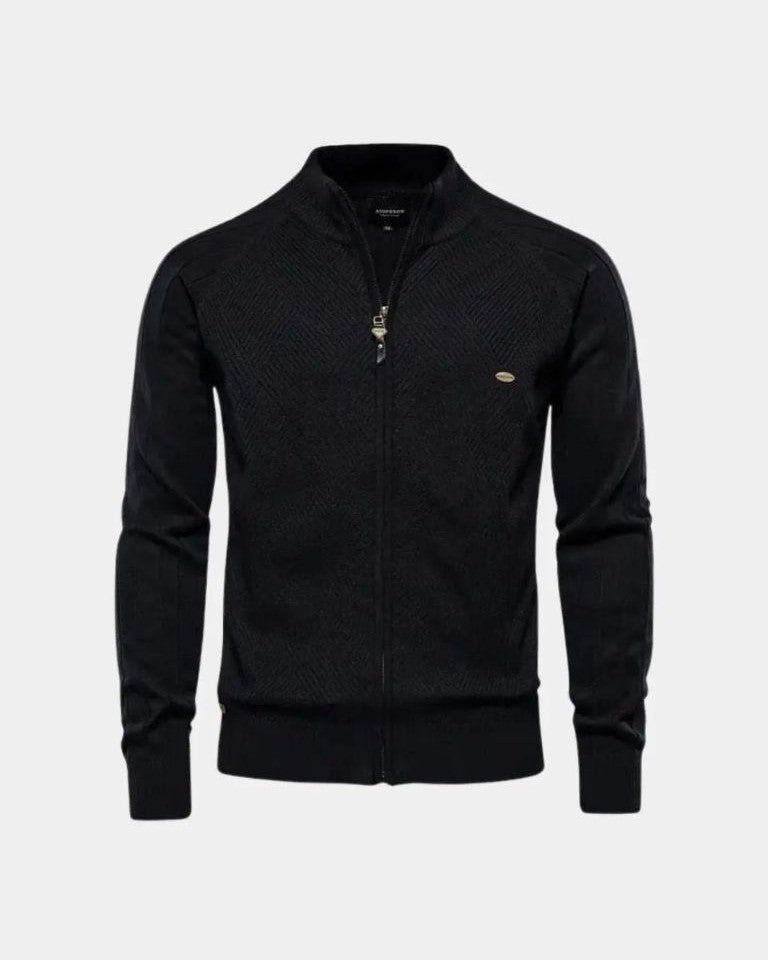 Daniel | Beige Zip-Front Knit Cardigan