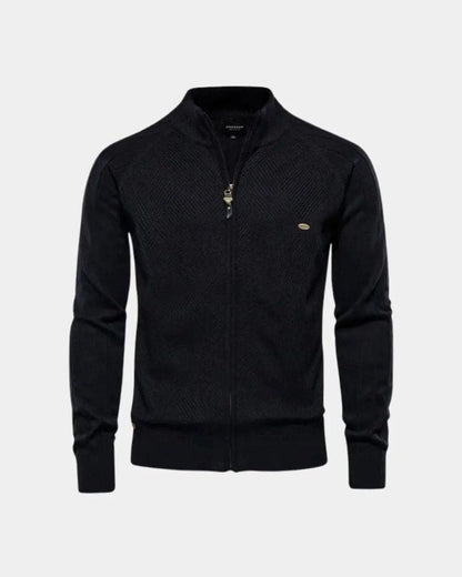 Daniel | Beige Zip-Front Knit Cardigan