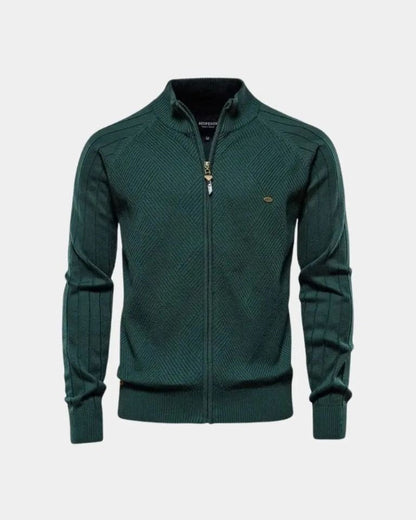 Daniel | Beige Zip-Front Knit Cardigan