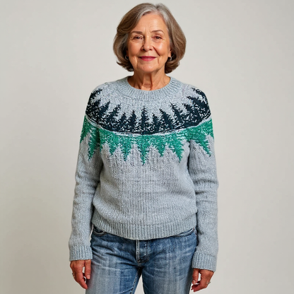 Danielle | Grey & Green Forest Fair Isle Jumper