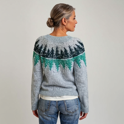 Danielle | Grey & Green Forest Fair Isle Jumper