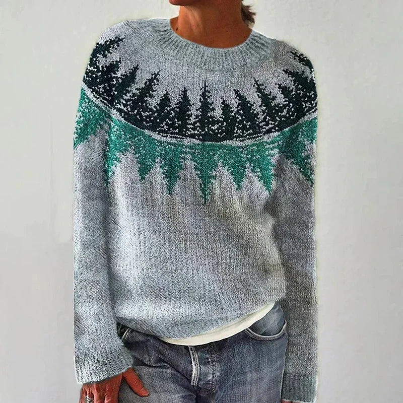 Danielle | Grey & Green Forest Fair Isle Jumper
