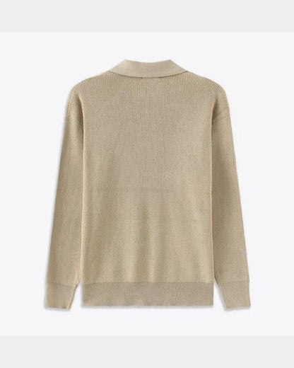 David | Cream Zip-Collar Polo Knit