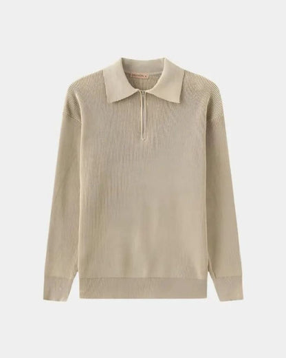 David | Cream Zip-Collar Polo Knit