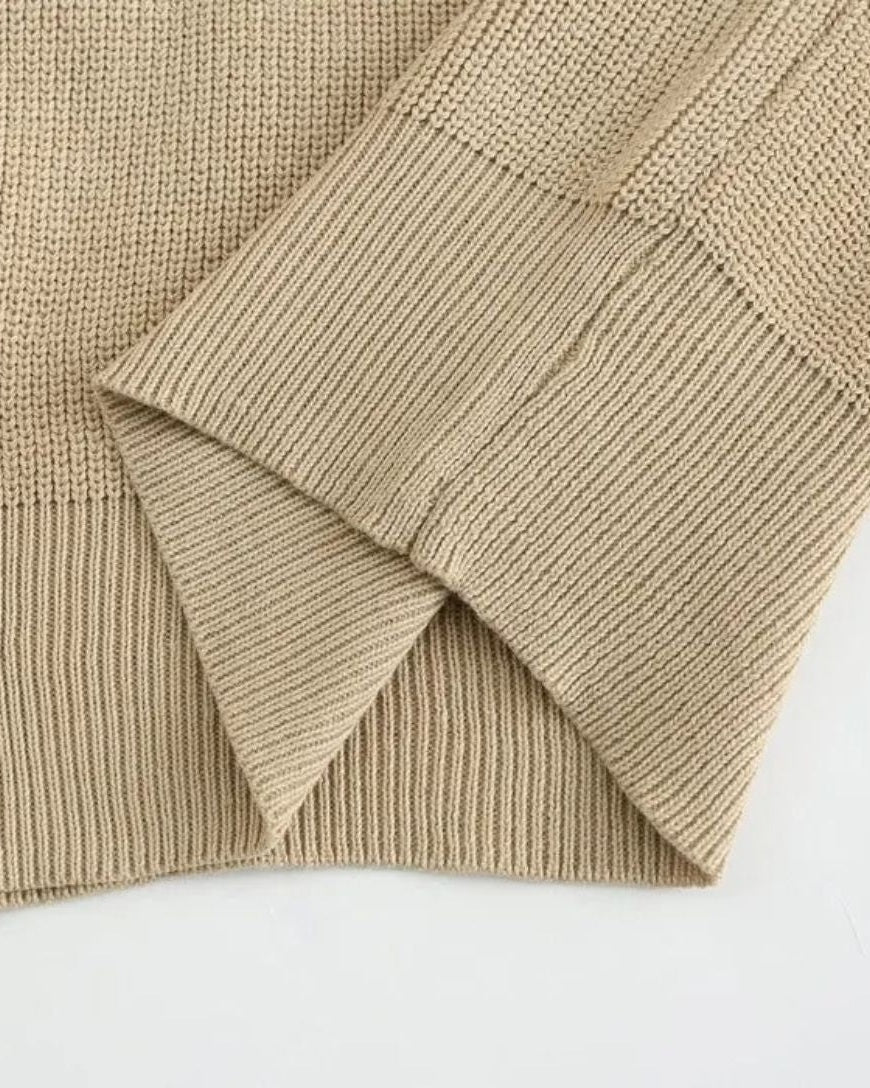 David | Cream Zip-Collar Polo Knit