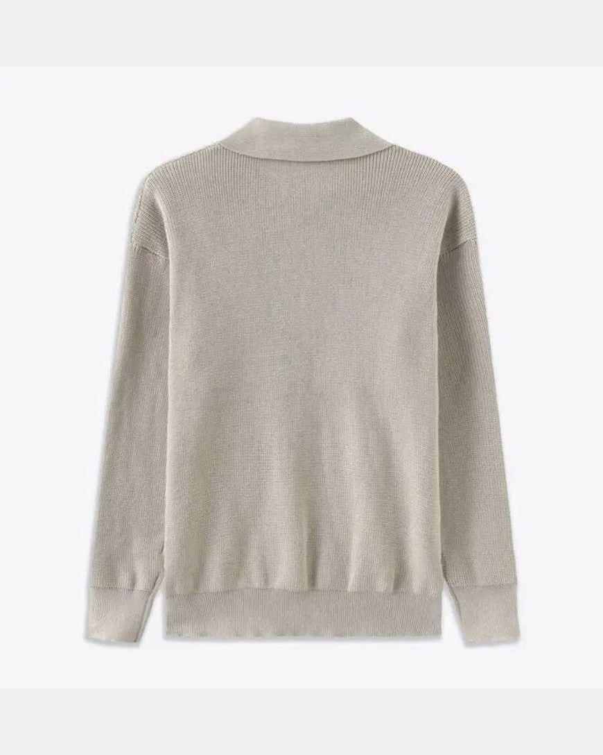 David | Cream Zip-Collar Polo Knit