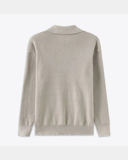 David | Cream Zip-Collar Polo Knit