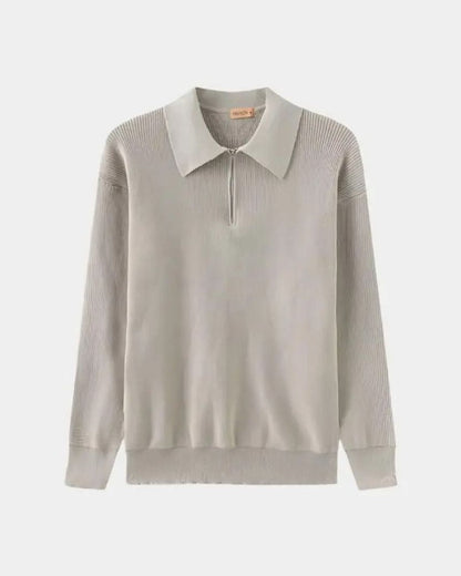 David | Cream Zip-Collar Polo Knit