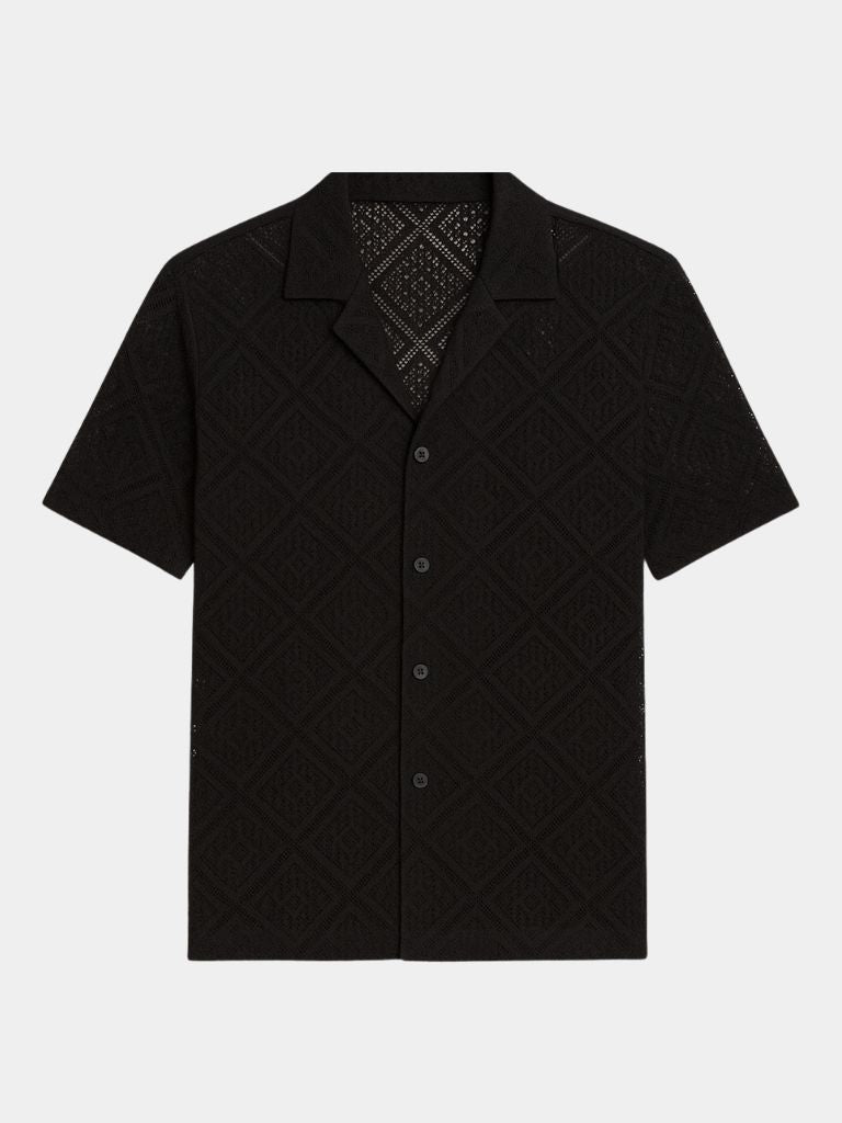 Dennis | Cream Textured Open-Collar Polo