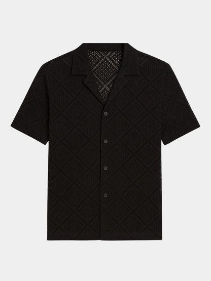 Dennis | Cream Textured Open-Collar Polo