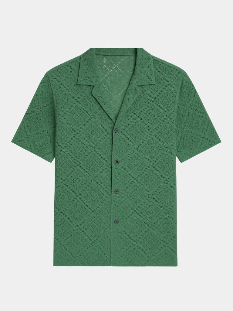Dennis | Cream Textured Open-Collar Polo