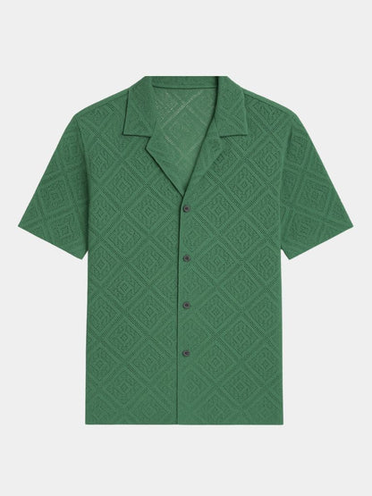 Dennis | Cream Textured Open-Collar Polo