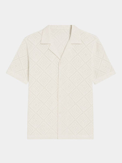 Dennis | Cream Textured Open-Collar Polo