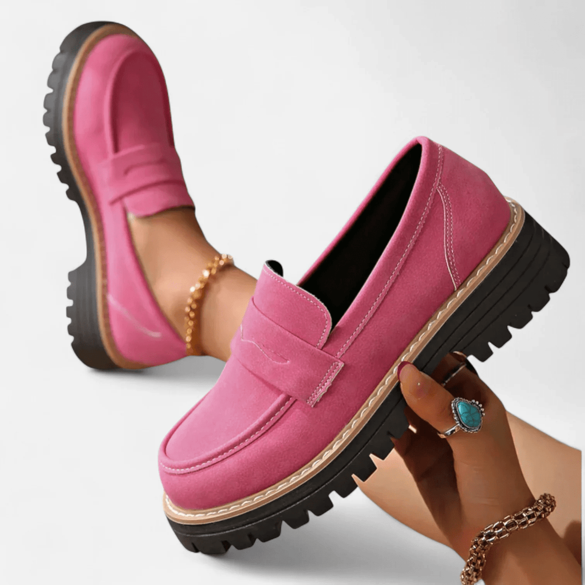Diana | Black Chunky-Sole Loafers