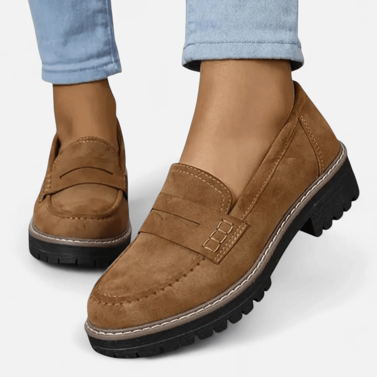 Diana | Black Chunky-Sole Loafers