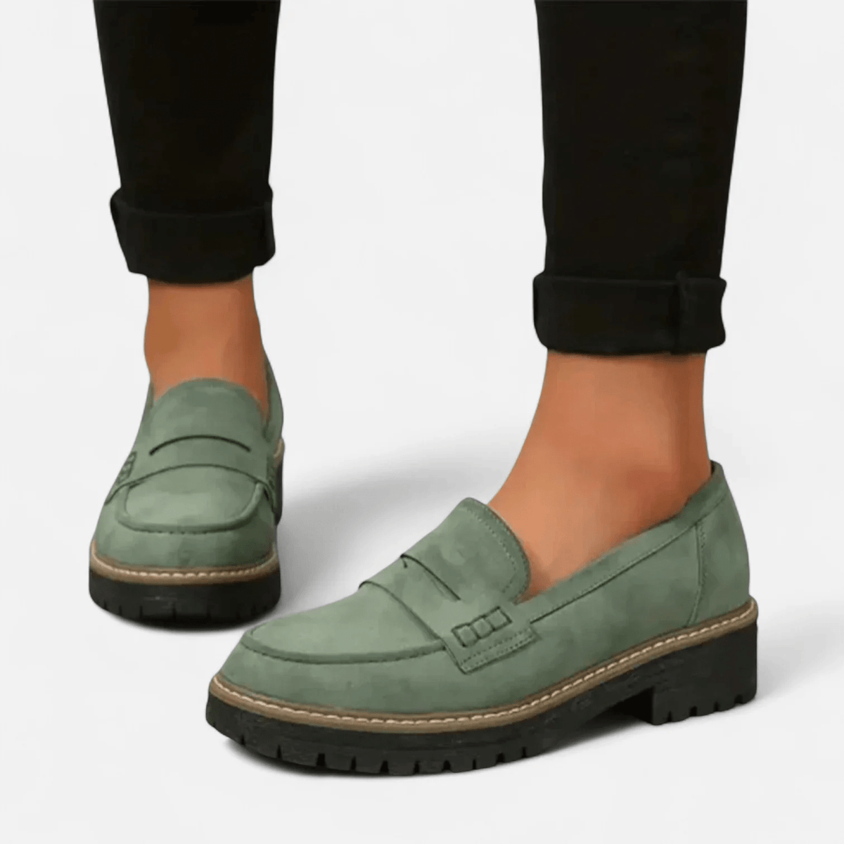 Diana | Black Chunky-Sole Loafers