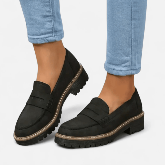 Diana | Black Chunky-Sole Loafers