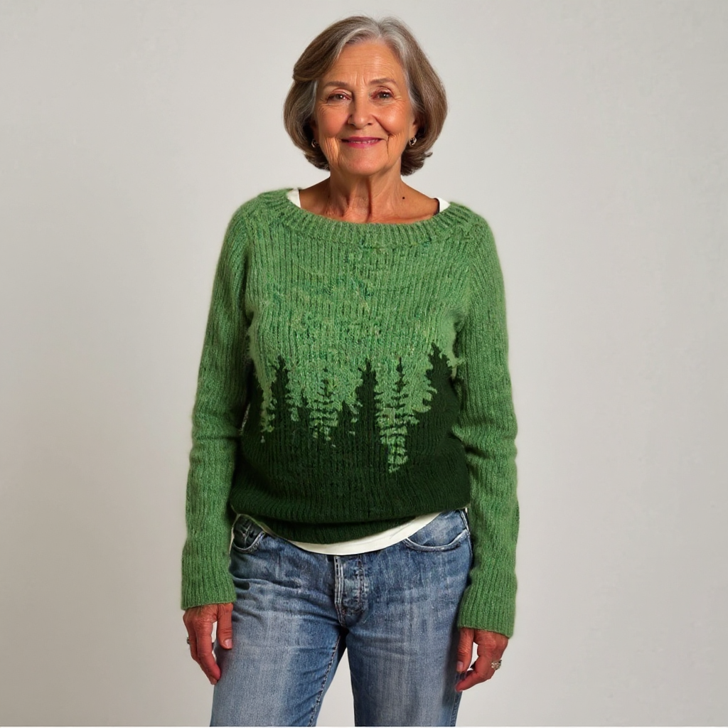 Diana | Green Forest Motif Knit Jumper