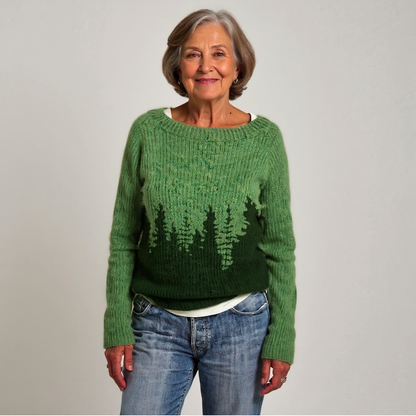 Diana | Green Forest Motif Knit Jumper