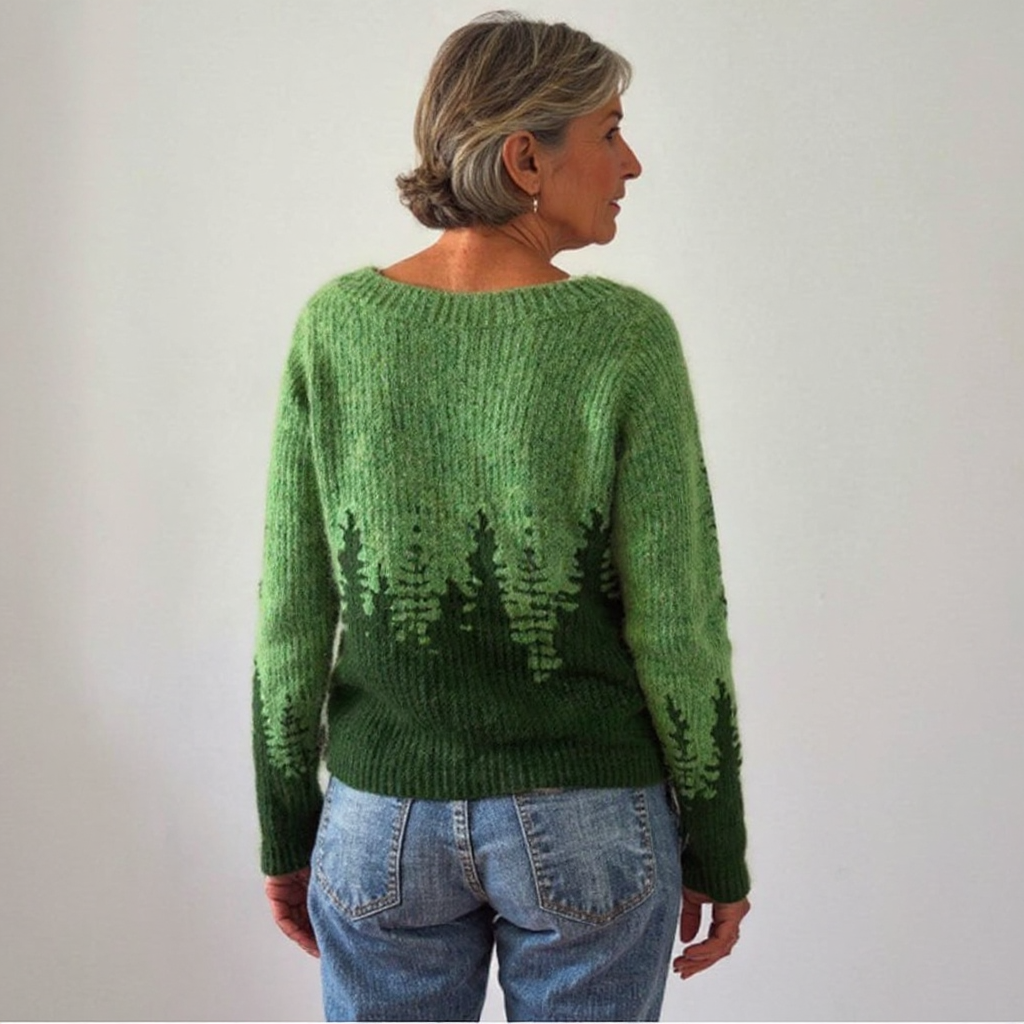 Diana | Green Forest Motif Knit Jumper