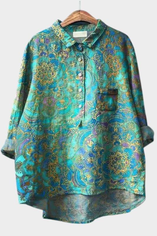 Diana | Turquoise Ornamental Print Shirt
