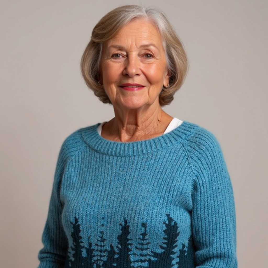Donna | Teal Forest Motif Knit Jumper