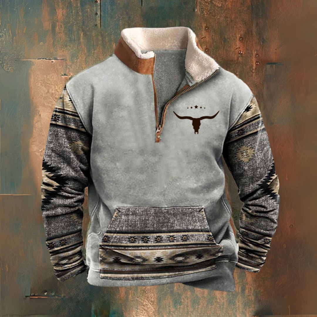 Daniel | Grey Patterned Half-Zip Sweatshirt