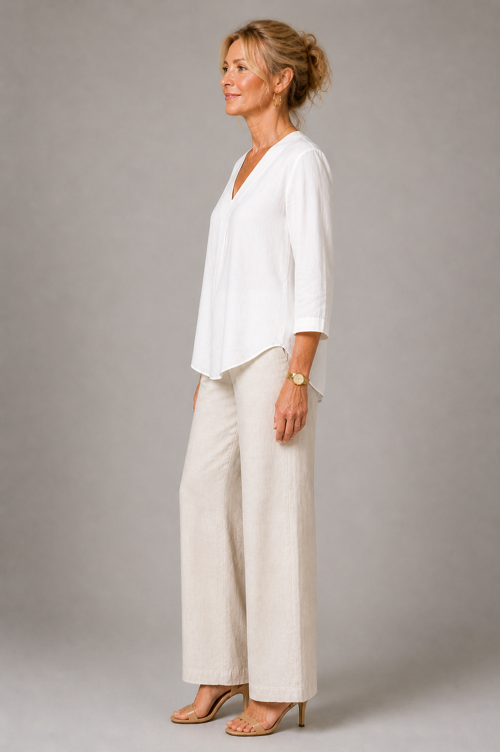Freya | White Relaxed V-Neck Blouse