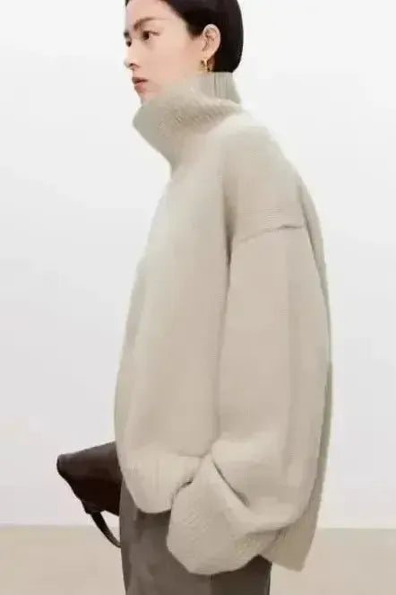 Eden | Grey Oversized Roll-Neck Jumper