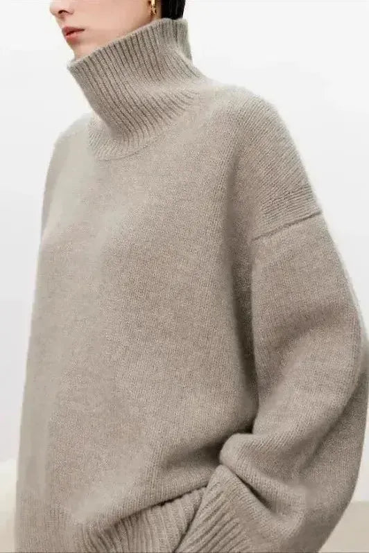 Eden | Grey Oversized Roll-Neck Jumper