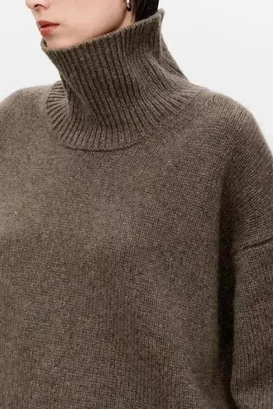 Eden | Grey Oversized Roll-Neck Jumper