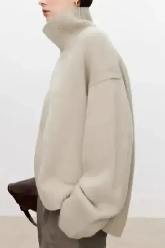 Eden | Grey Oversized Roll-Neck Jumper