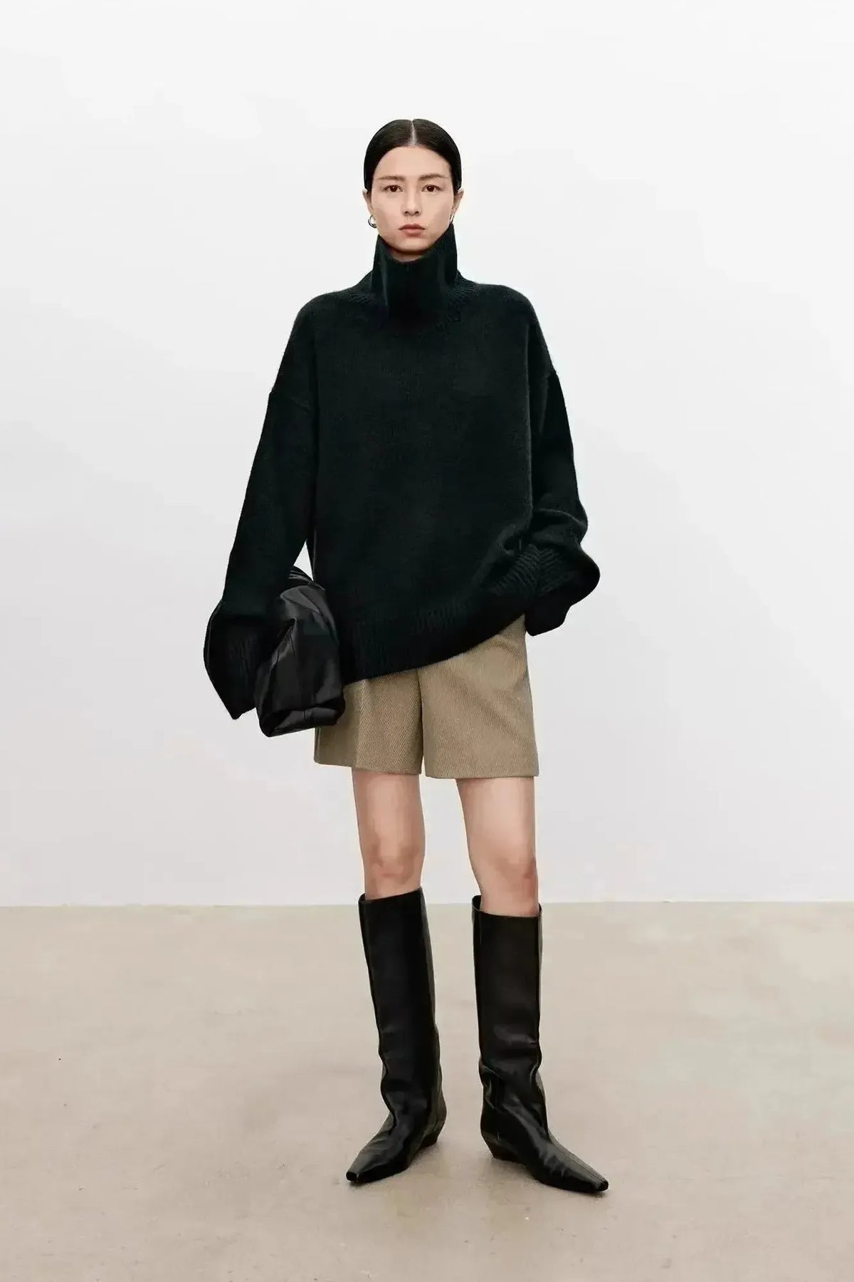 Eden | Grey Oversized Roll-Neck Jumper