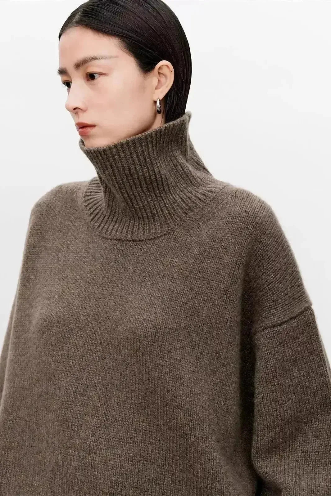 Eden | Grey Oversized Roll-Neck Jumper