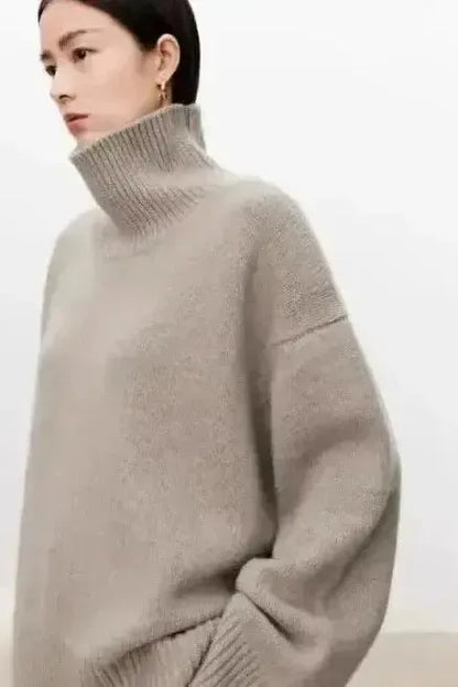 Eden | Grey Oversized Roll-Neck Jumper