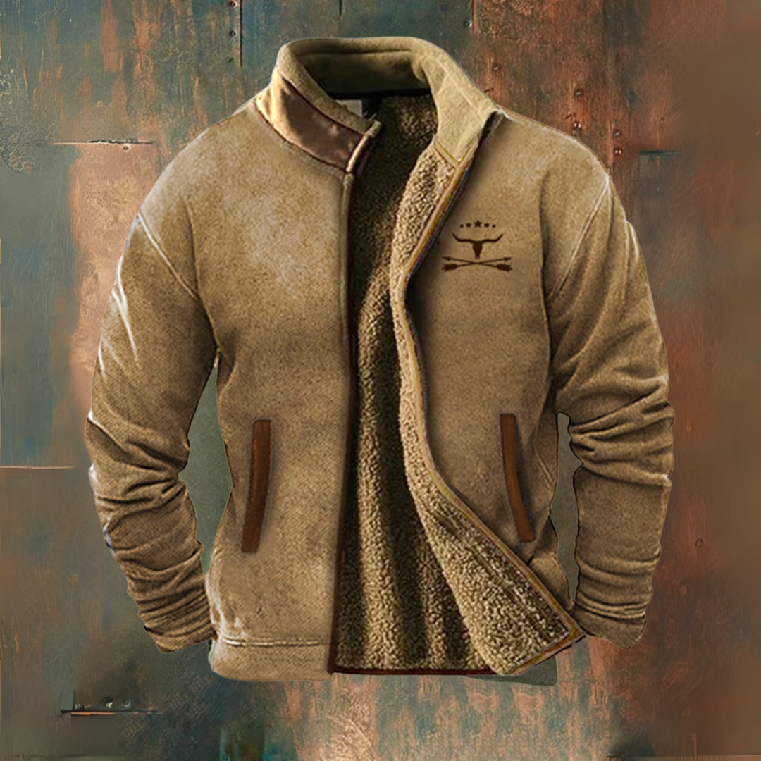 Eric | Tan Zip-Front Fleece Jacket