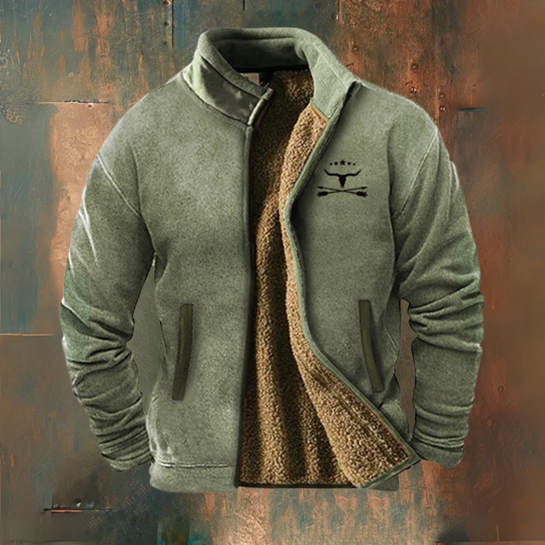 Eric | Tan Zip-Front Fleece Jacket