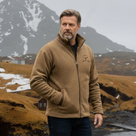 Eric | Tan Zip-Front Fleece Jacket