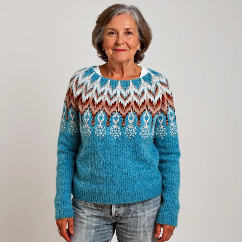 Elaine | Blue Chevron Nordic Jumper