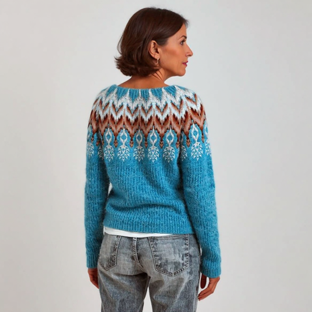 Elaine | Blue Chevron Nordic Jumper
