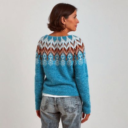 Elaine | Blue Chevron Nordic Jumper