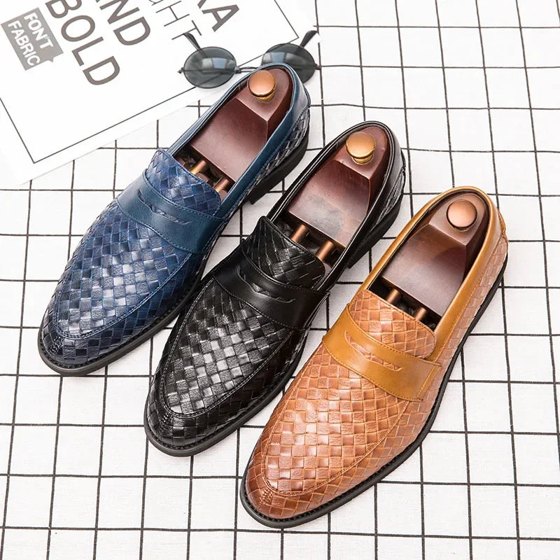 Howard | Woven Leather Penny Loafers