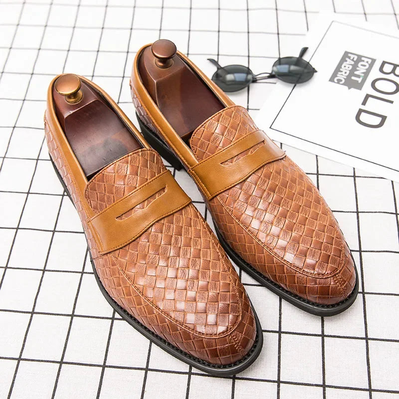 Howard | Woven Leather Penny Loafers