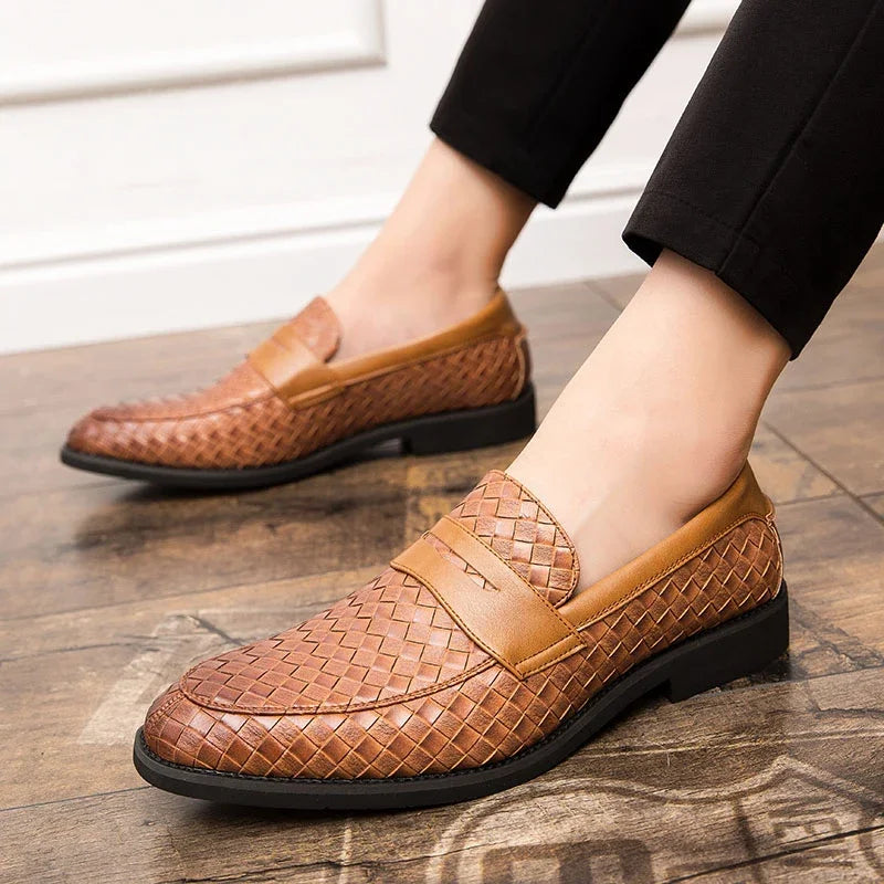 Howard | Woven Leather Penny Loafers