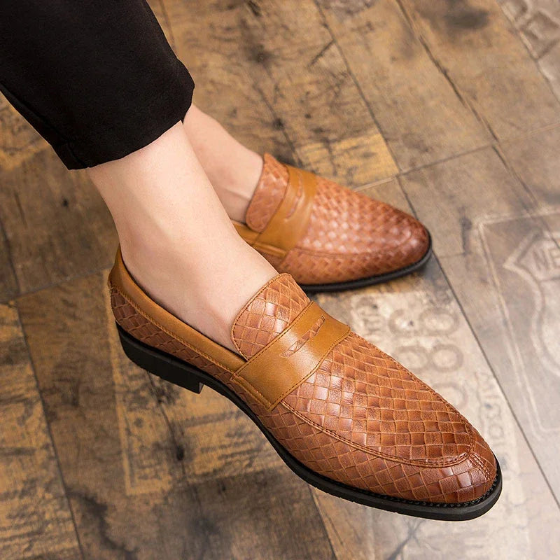 Howard | Woven Leather Penny Loafers