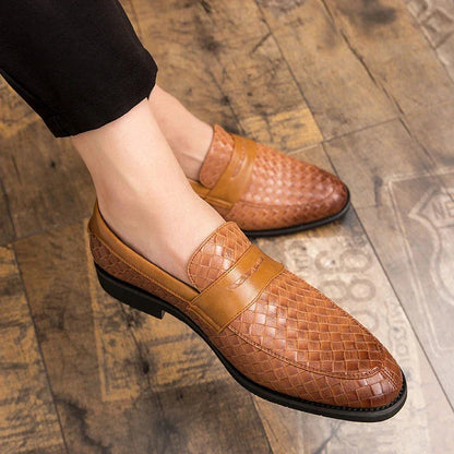 Howard | Woven Leather Penny Loafers